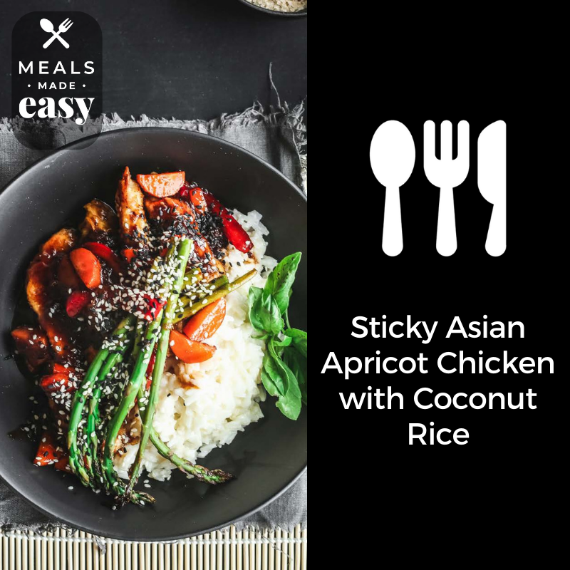 Recipe - Sticky Asian Apricot Chicken with Coconut Rice