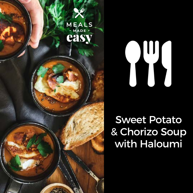 Recipe - Sweet Potato & Chorizo Soup with Haloumi