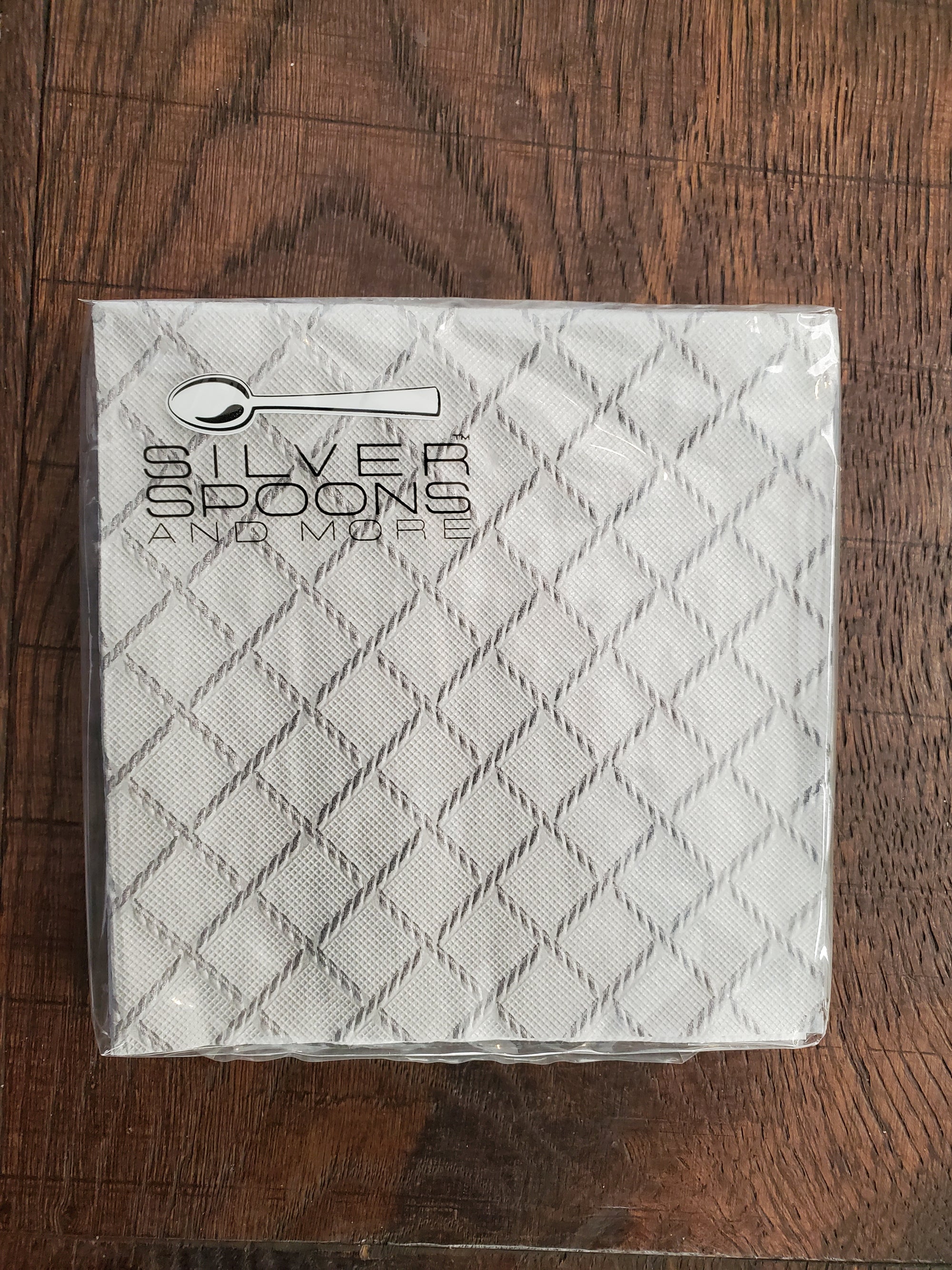 Silver Spoons Quilted Silver Cocktail Napkins 16pk