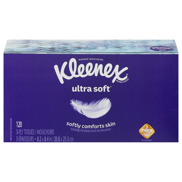 Kleenex Tissues, Ultra Soft, Flat Box, 120 ct