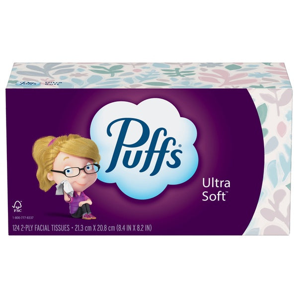 Puffs Facial Tissues, Ultra Soft, 2 Ply, 124 ct