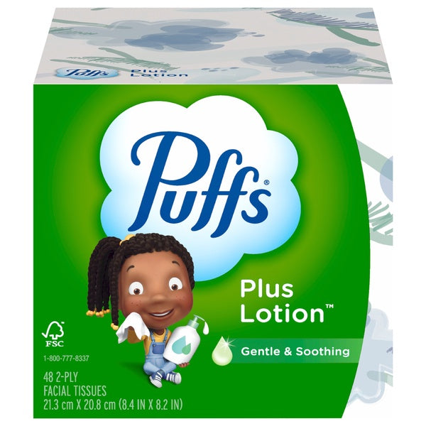 Puffs Plus Lotion Facial Tissues, 2 Ply, 48 ct