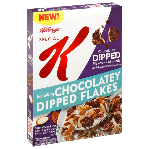 Kellogg's Special K Cereal, Chocolate Dipped Flakes with Almonds, 13.1 oz