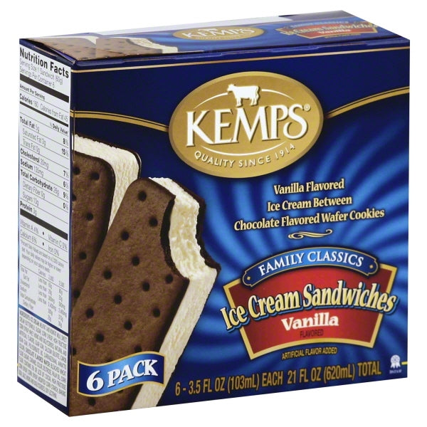 Kemps Vanilla Ice Cream Sandwich, 6ct