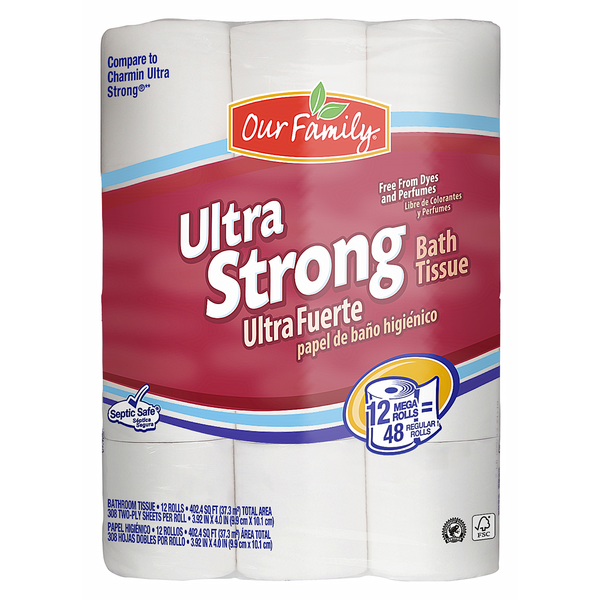 Our Family Ultra Strong Bath Tissue, 12 pk