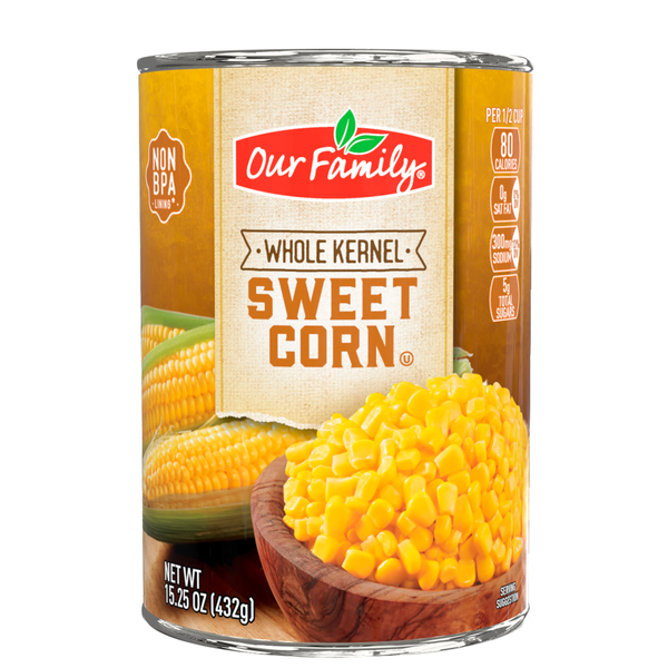 Our Family Whole Kernel Sweet Corn, 15.25 oz