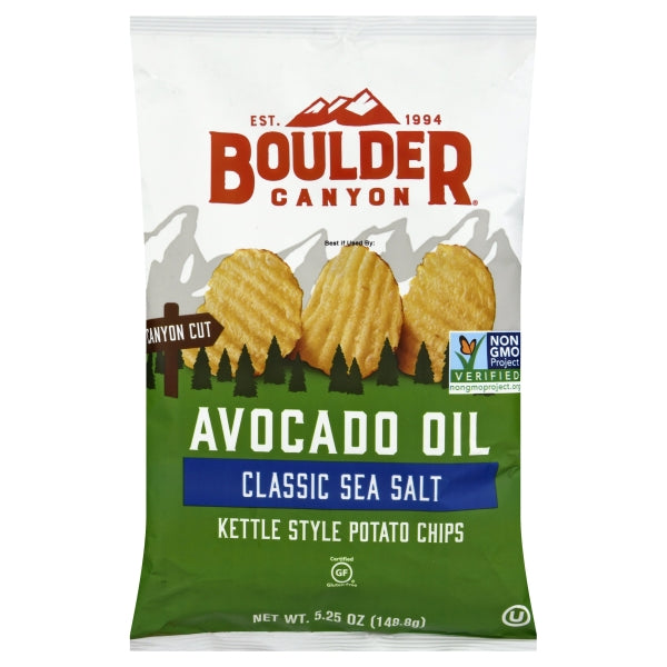 Boulder Canyon Avocado Oil Classic Sea Salt Kettle Potato Chips, 5.25 oz