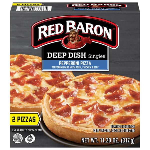 Red Baron Deep Dish Singles, Pepperoni, 2ct