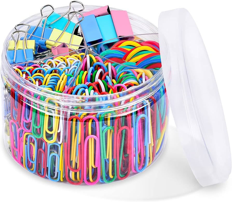 Colored Office Clips Set, Assorted Sizes, 300pcs