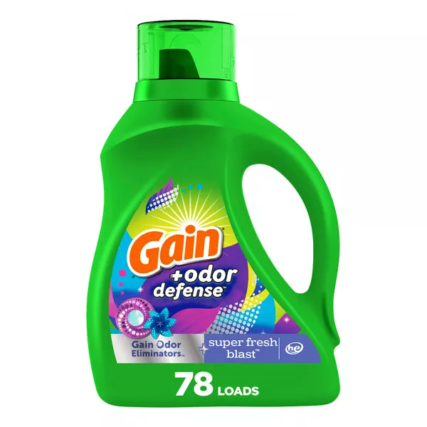 Gain HE Odor Defense Liquid Laundry Detergent, 88 oz