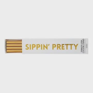 Santa Barbara Design, Sippin Pretty Gold Cocktail Straws 4 ct