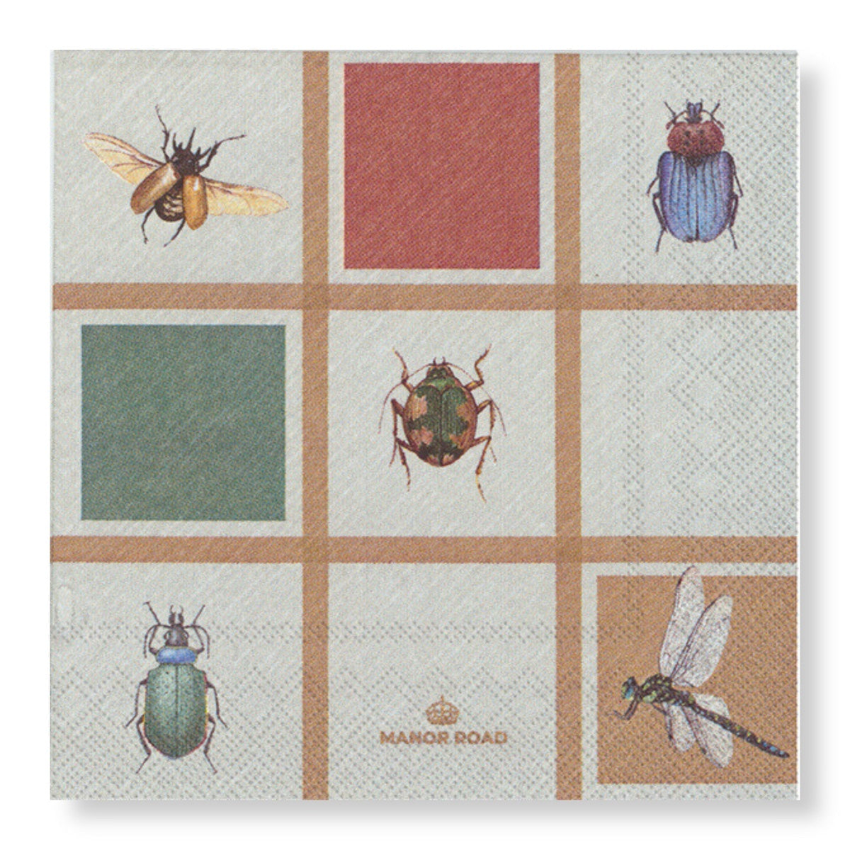 Manor Road Bugs & Beetles Cocktail Napkin, 20pk