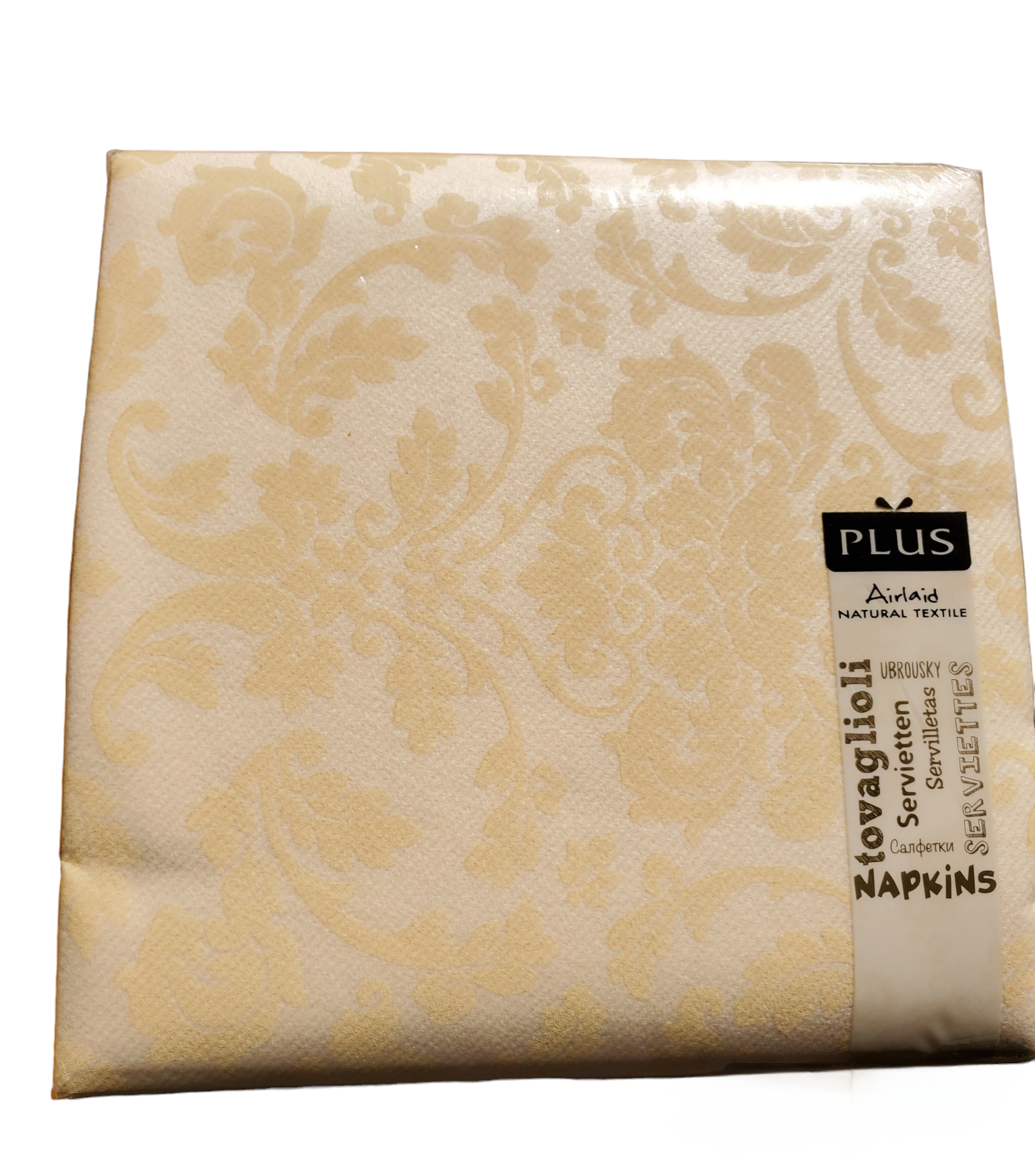 Airlaid Dinner Napkins, Beige Baroque, 50pk