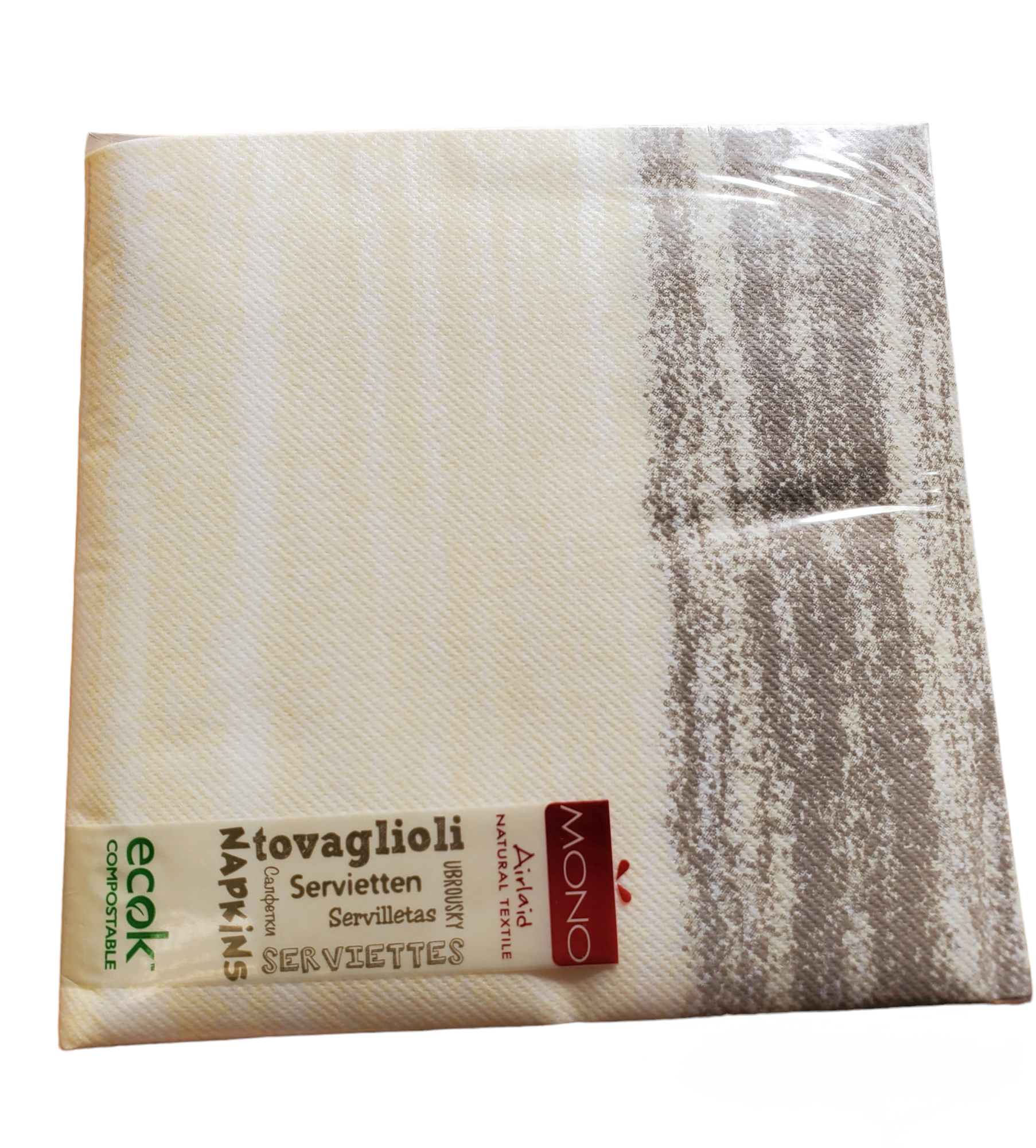 Airlaid Dinner Napkins, Grey Beige fade, 50pk