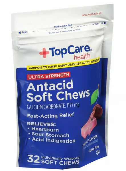 Top Care Antacid  Soft Chews, Cherry Flavor, 32 ct