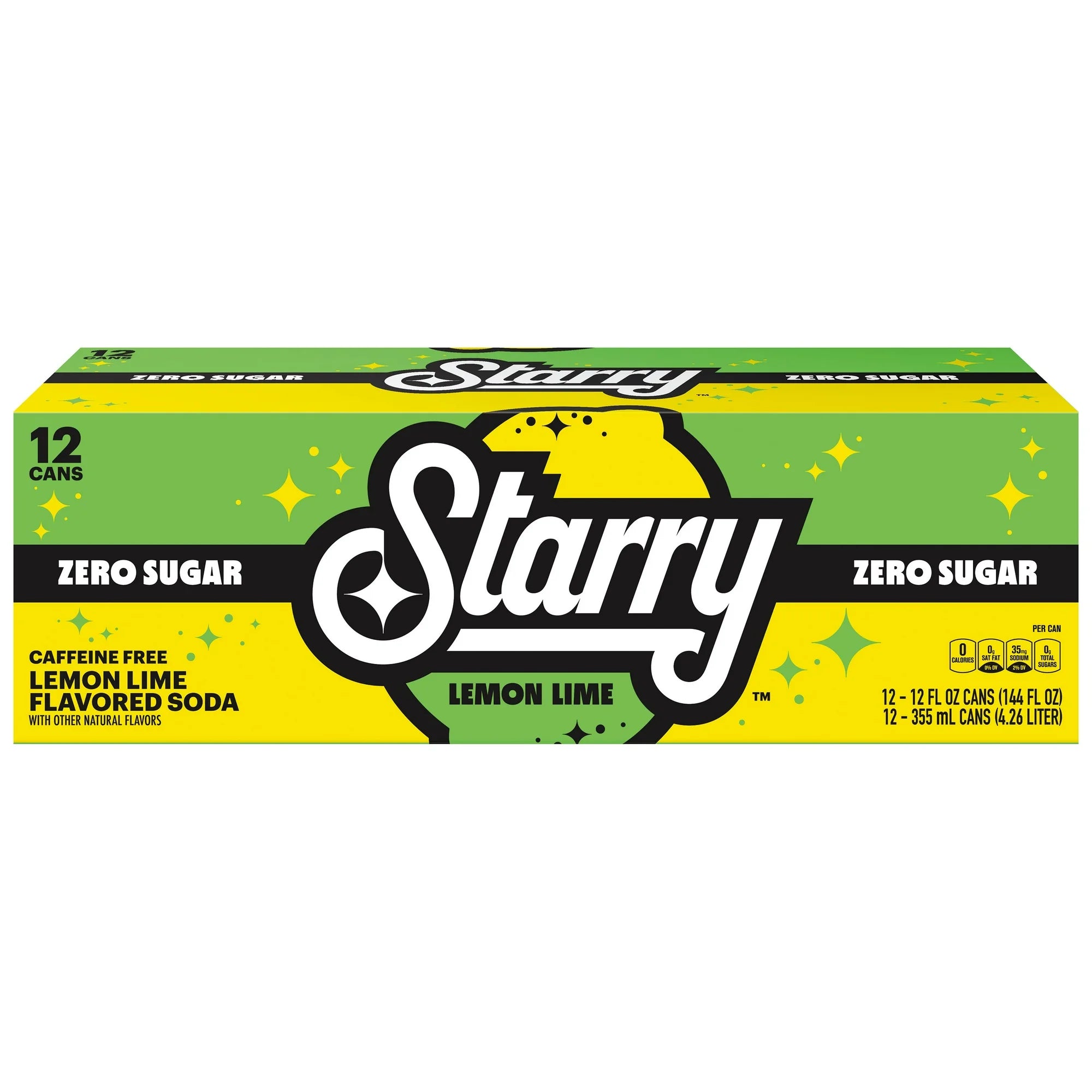 Starry Lemon Lime Zero, 12 oz cans, 12 ct