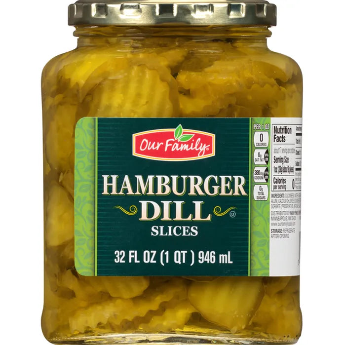 Our Family Hamburger Dill Pickle Slices, 32oz