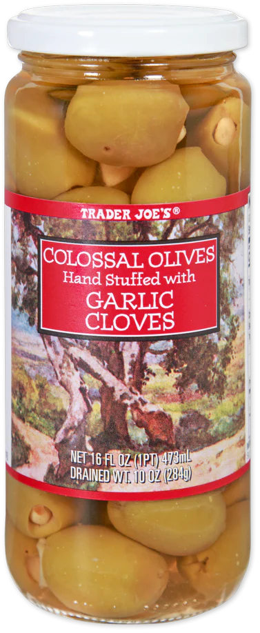 Trader Joe's Colossal Olives, Garlic Stuffed, 16 oz