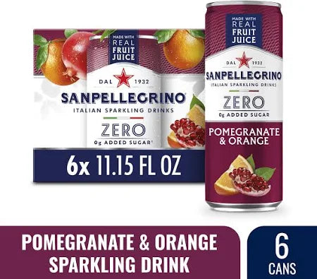 Sanpellegrino Zero Pomegranate & Orange, 11.15 oz,  6 ct