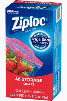 Ziploc Quart Size Storage Bags, 48 ct