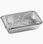 Choice 2.25 lb Oblong Foil Take-Out Container with Dome lid, 25 ct