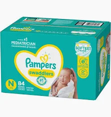 Pampers Diapers, Swaddlers, Size N, 84ct