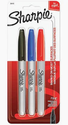 Sharpie Marker Assorted 3 Colors Fine Tip, 3 ct