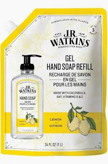 JR Watkins Lemon Hand Soap Refill, Gel, 34 oz