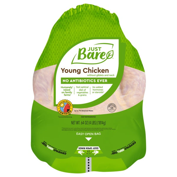 Just Bare Whole Chicken, w/o Giblets, 4 lbs