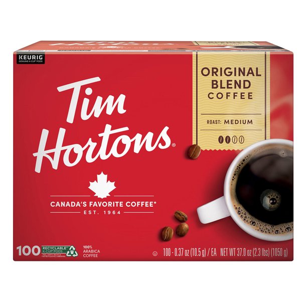 Keurig Tim Hortons Original Blend K Cups, Medium, 100 ct