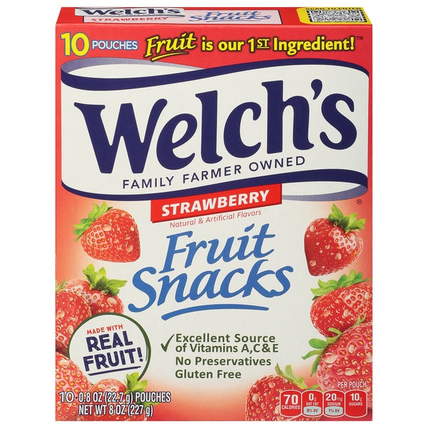 Welch's Fruit Snacks, Strawberry, 10 ct