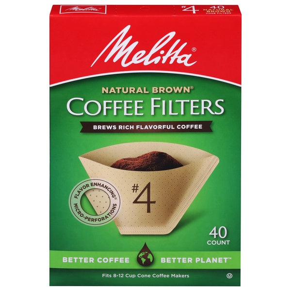 Melitta Coffee Filters, #4 Cone, Natural Brown, 40 ct