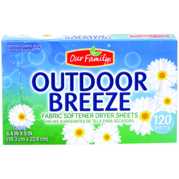 Our Family Outdoor Breeze Dryer Sheets, 120ct