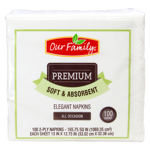 Our Family Premium Dinner Napkins, 100 ct