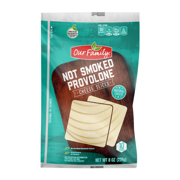 Our Family Not Smoked Provolone Cheese Slices, 10 ct