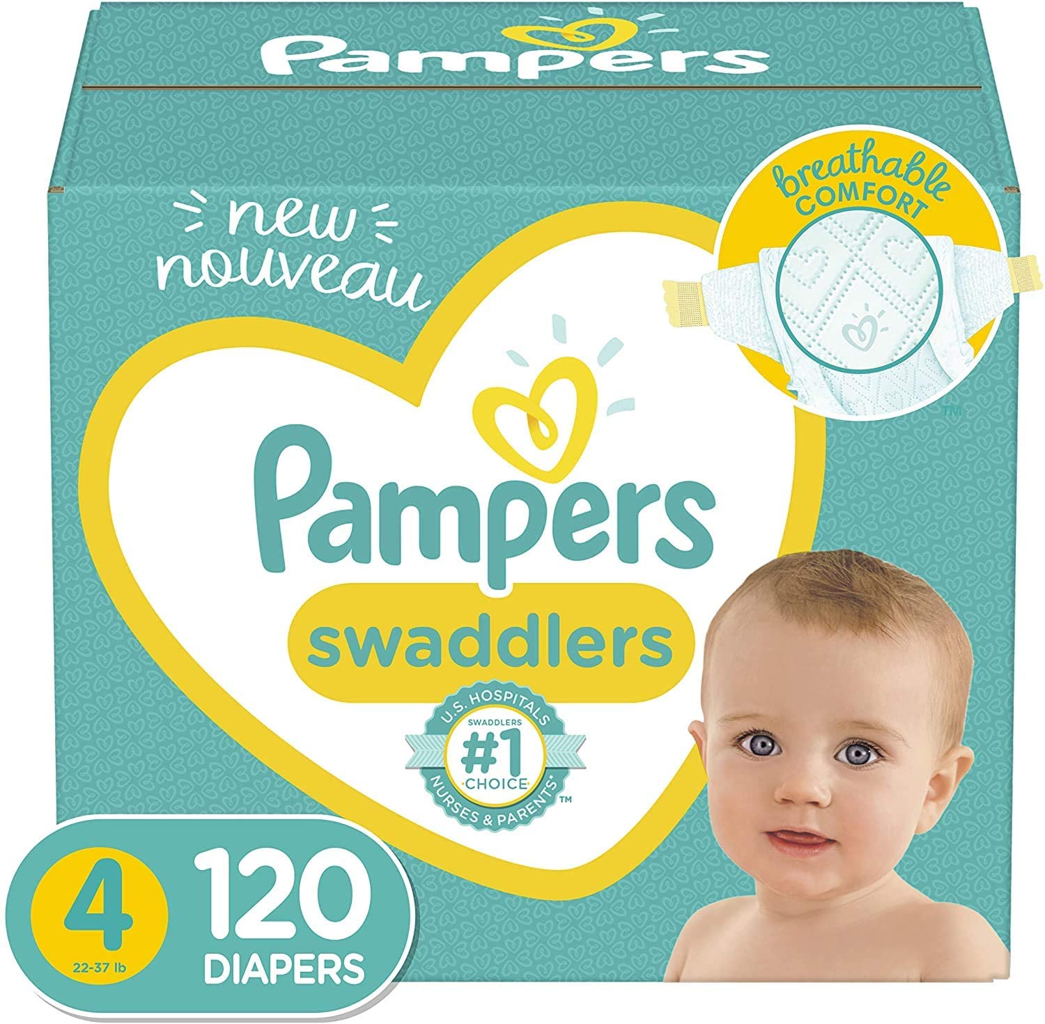 Pampers Diapers, Swaddlers, Size 4, 120 ct