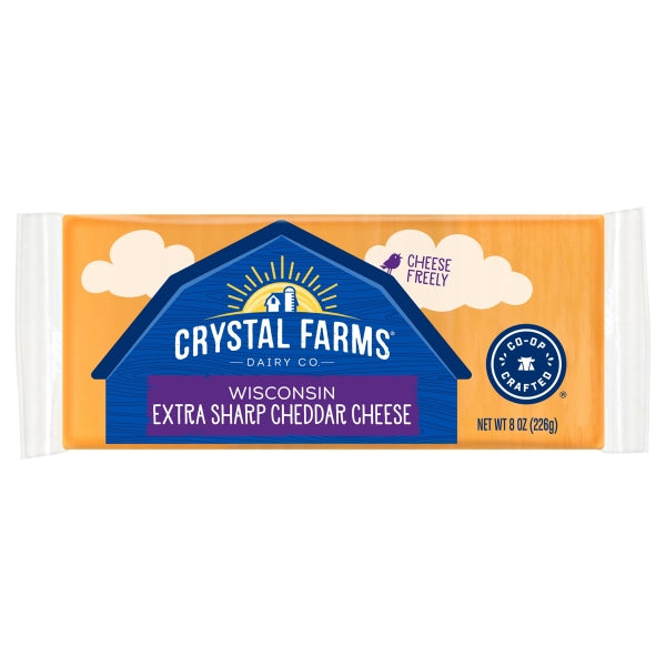 Crystal Farms Wisconsin Extra Sharp Cheddar Cheese Block, 8 oz