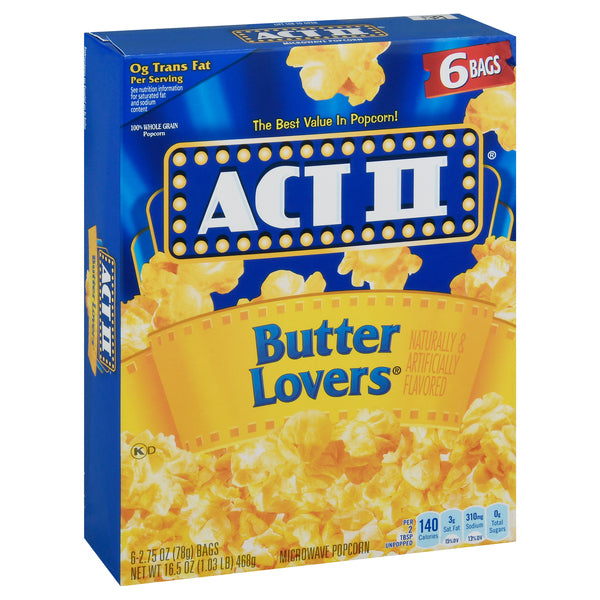 ACT II Microwave Popcorn, Butter Lovers, 16.5 oz