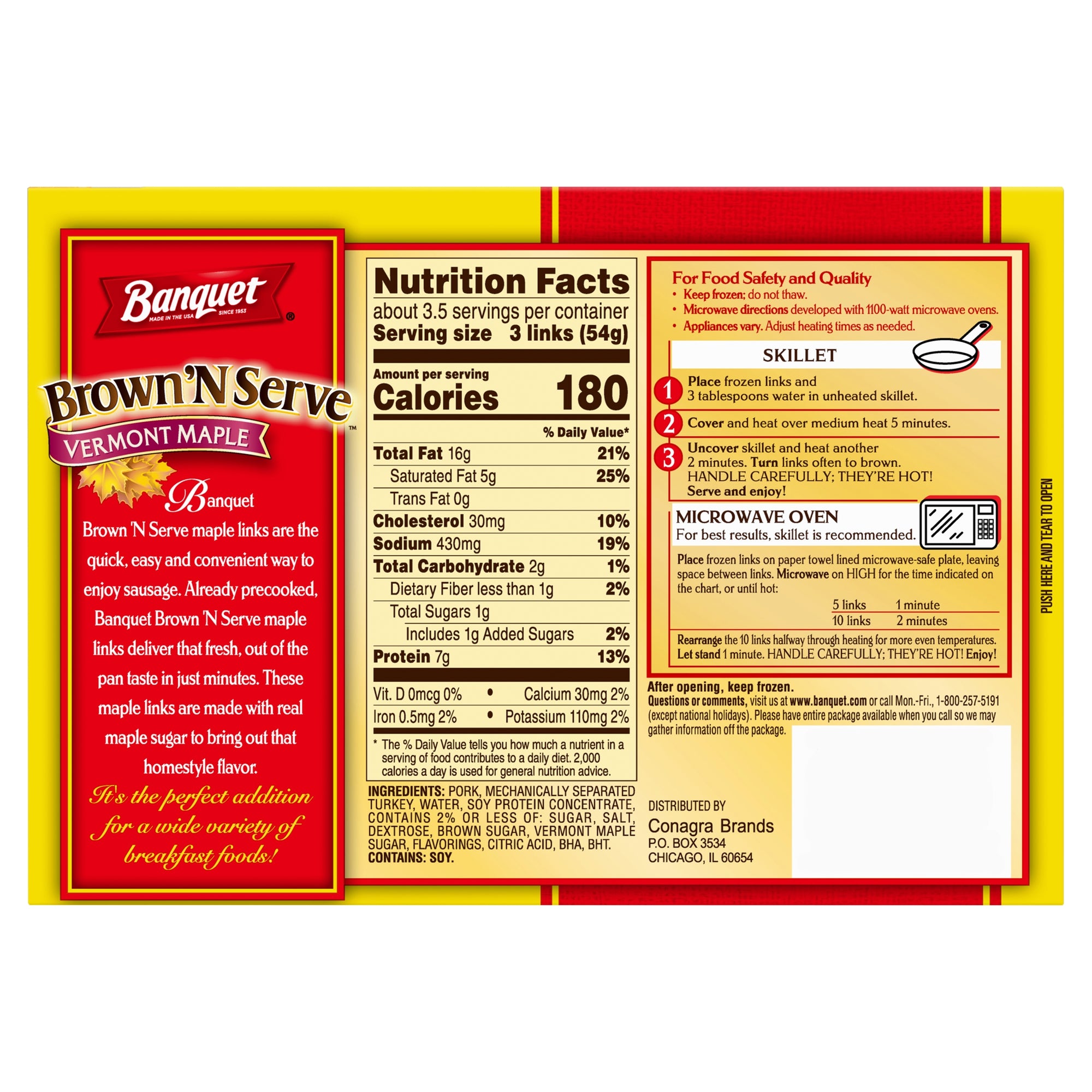 Banquet Brown N Serve Vermont Maple Sausage Link, 6.4oz