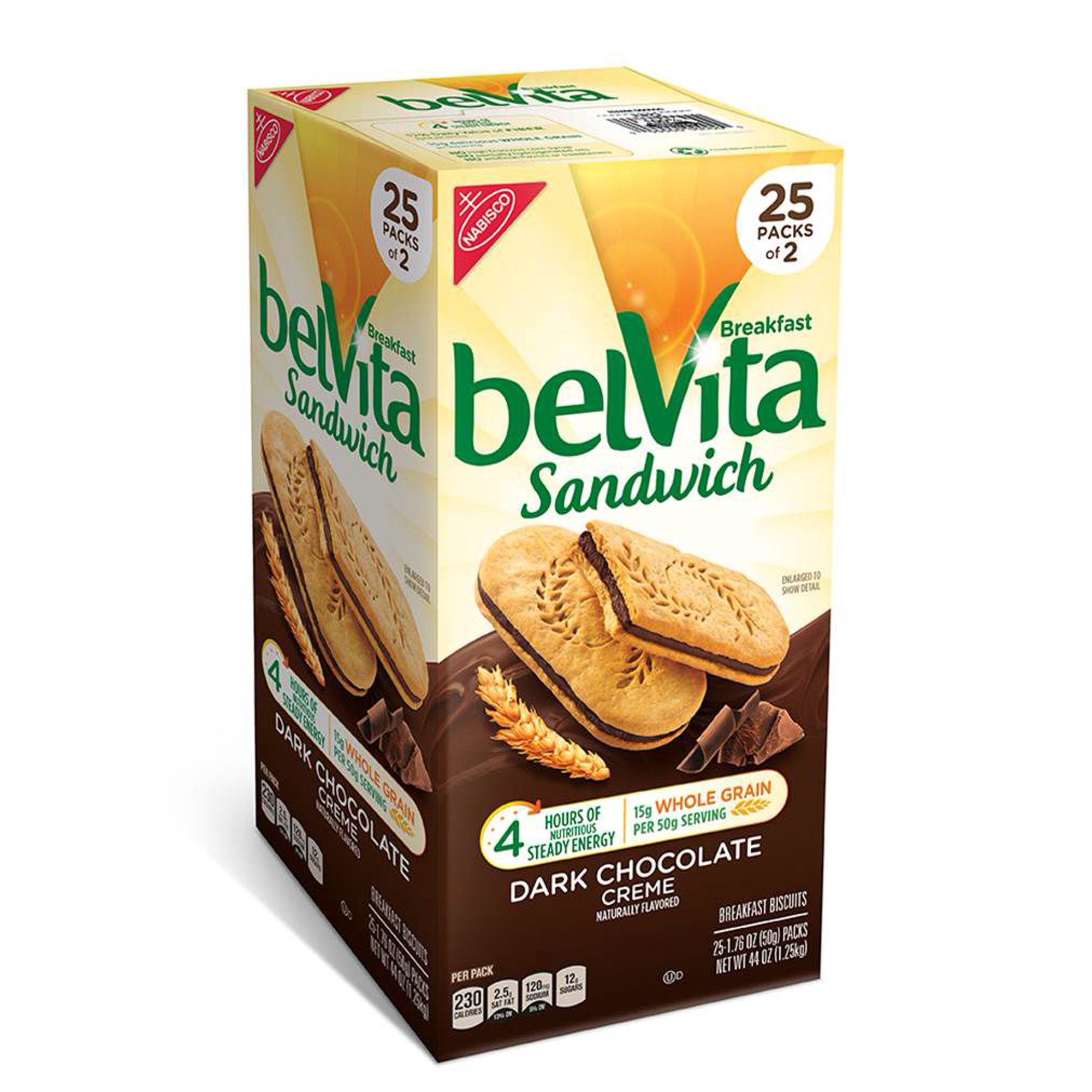 Belvita Breakfast Biscuits, Dark Chocolate Creme, 25 ct