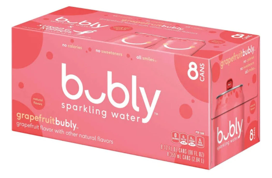 Bubly Sparkling Water, Grapefruit, 12 oz, 8 ct