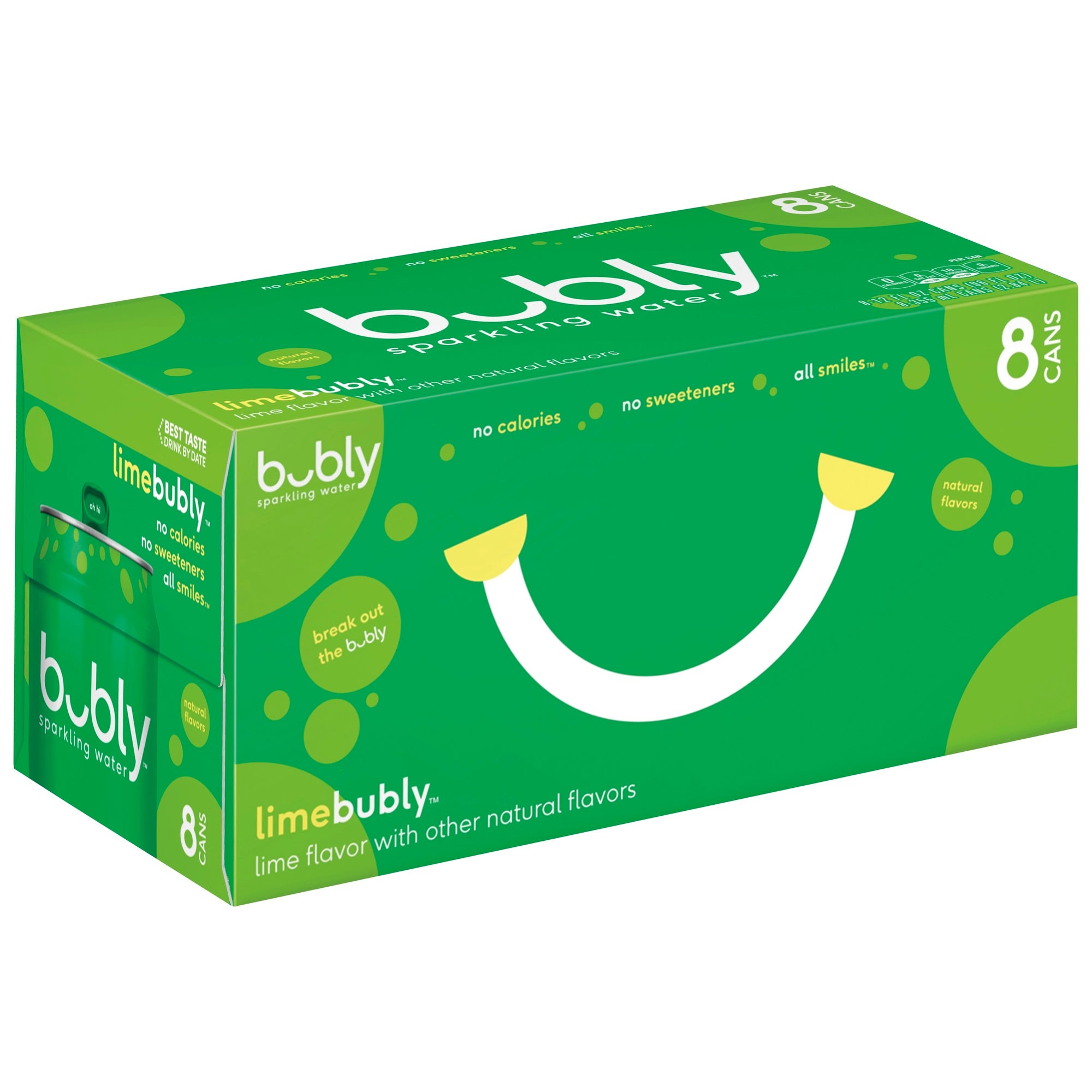 Bubly Sparkling Water, Lime, 12 oz, 8 ct