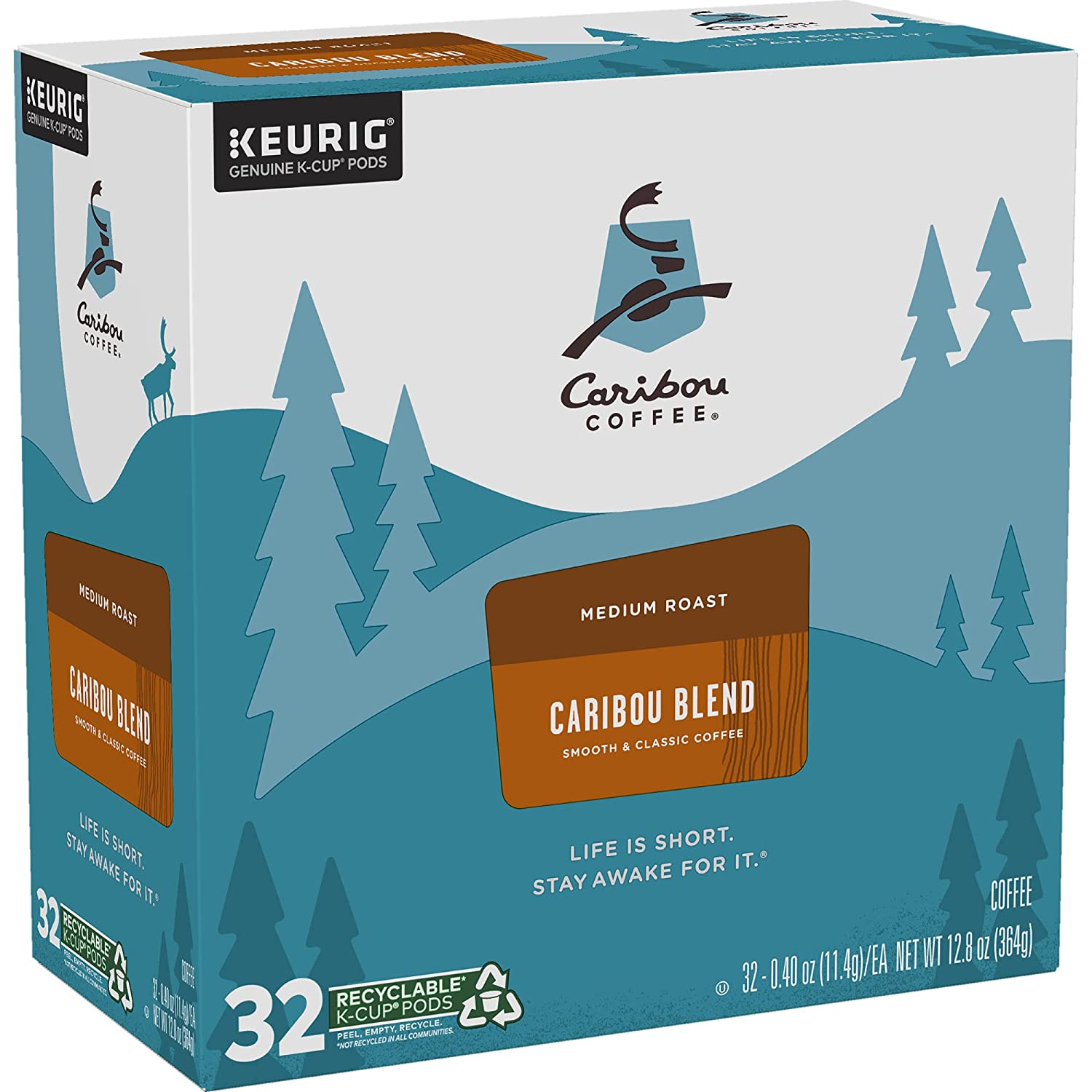 Caribou Coffee, Caribou Blend Medium Roast, K-Cup Pods, 32ct