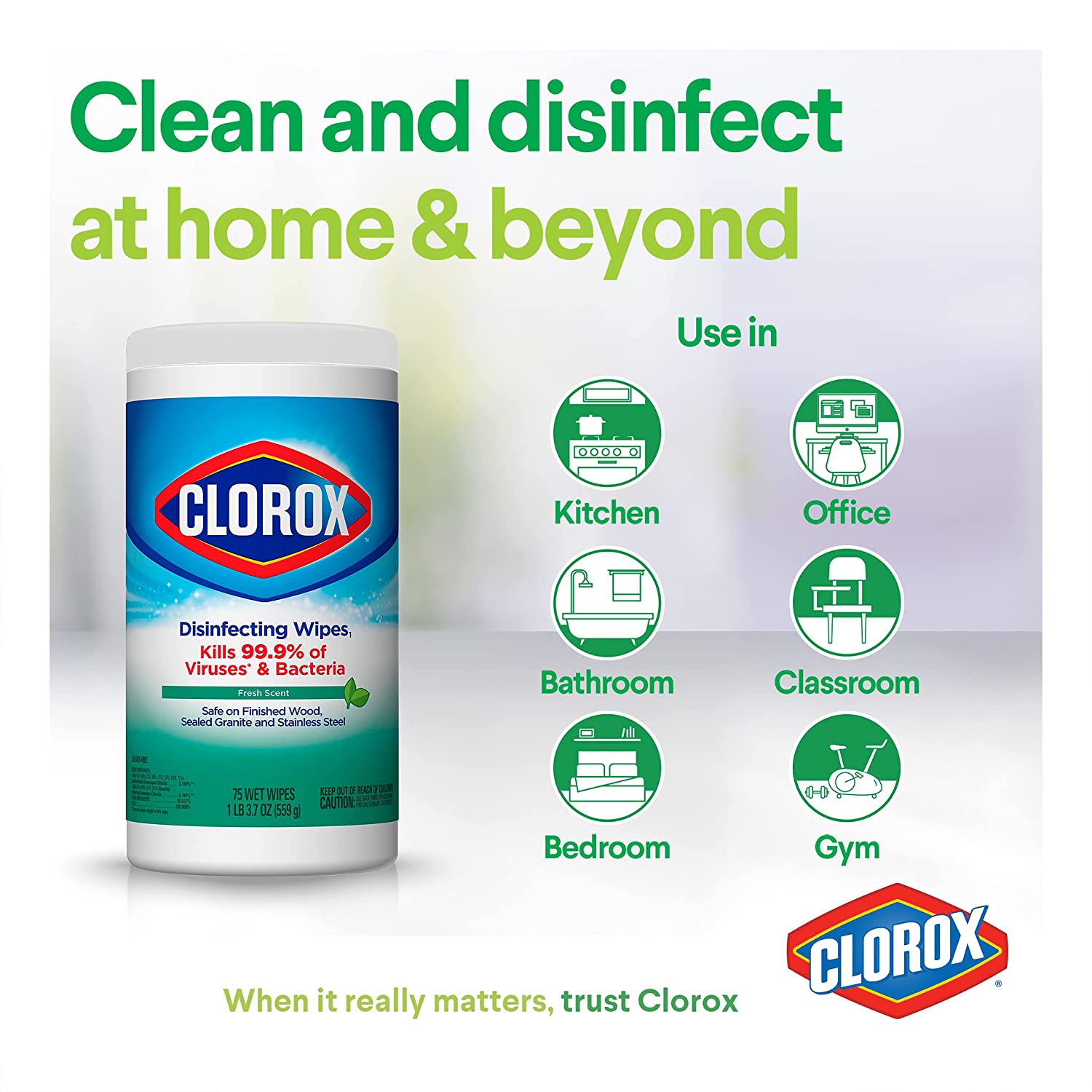 Clorox Disinfecting Wipes, Fresh Scent, 75 ct