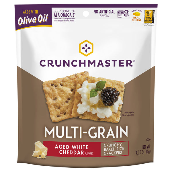 Crunchmaster Multi-Grain Crackers, Aged White Cheddar, 4 oz