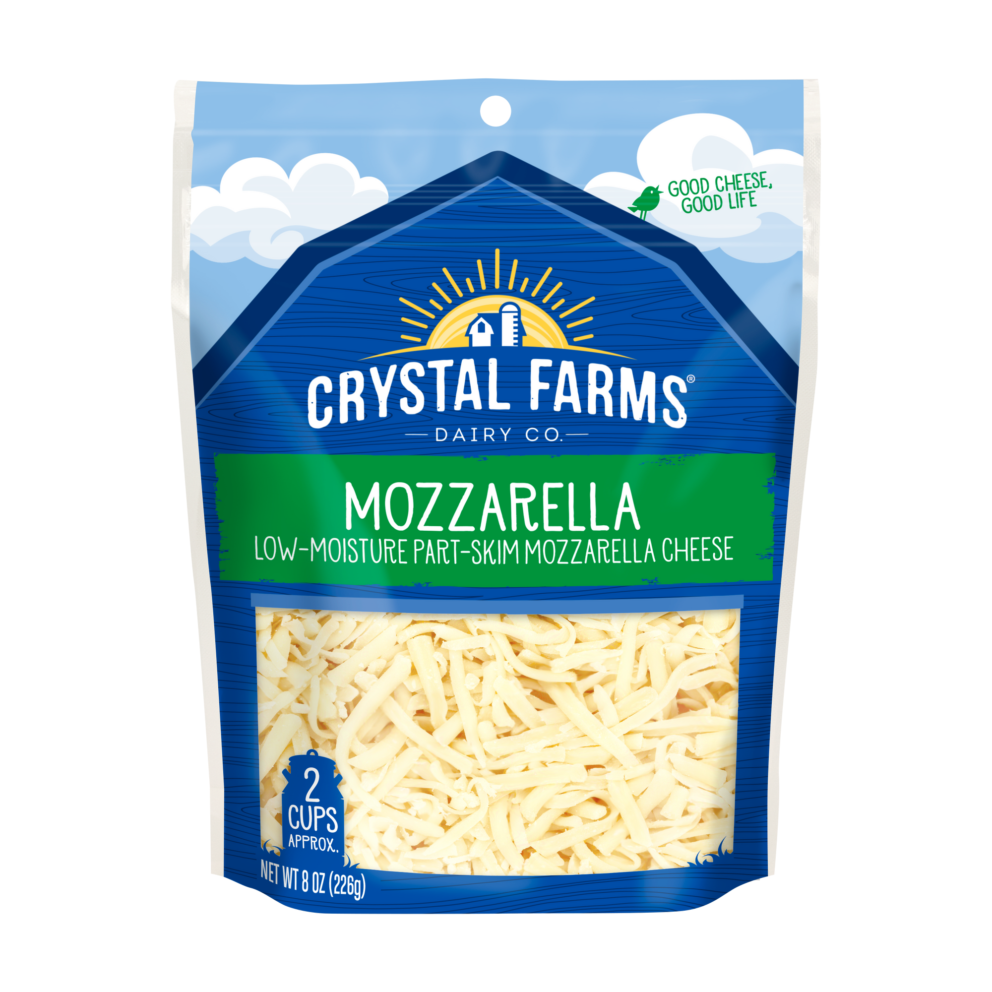 Crystal Farms Mozzarella Shredded Cheese, 8 oz