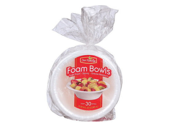 Our Family Foam Bowls, 30ct