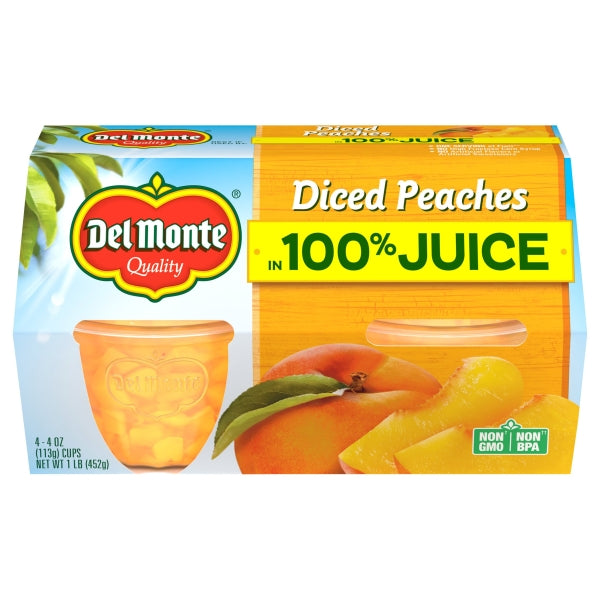 Del Monte Diced Peaches, 4 oz, 4 ct