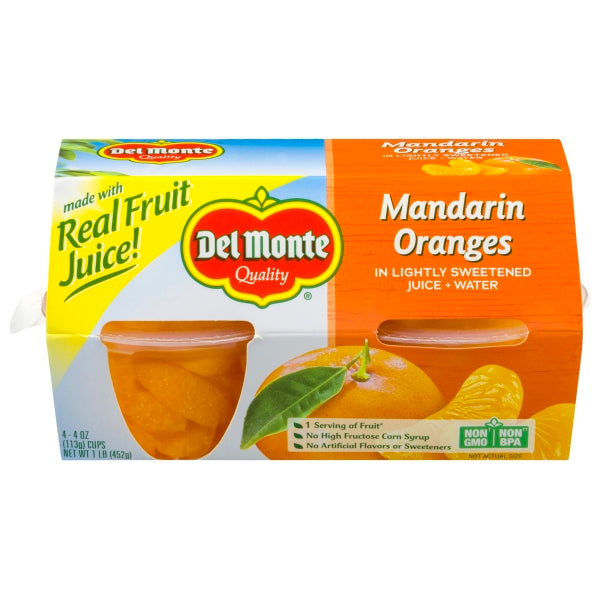 Del Monte Mandarin Oranges, 4 oz, 4 ct