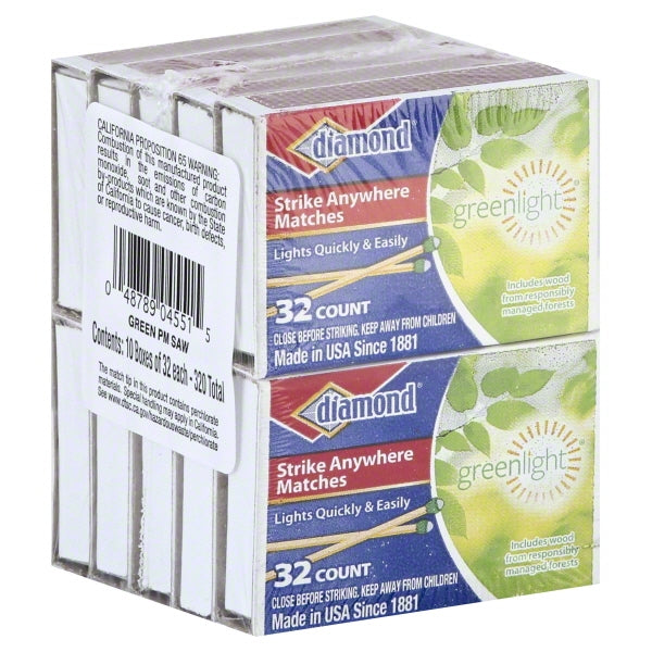 Diamond Strike on Box Matches, 32ct, 10 pk